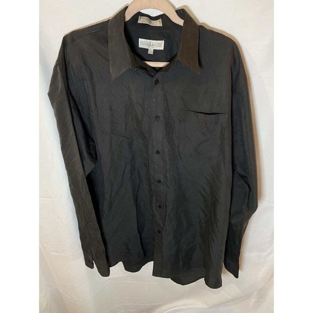 Daniel Ellissa Button Up Shirt Adult XL 17 1/2 35/36 Black‎ Long Sleeve Mens